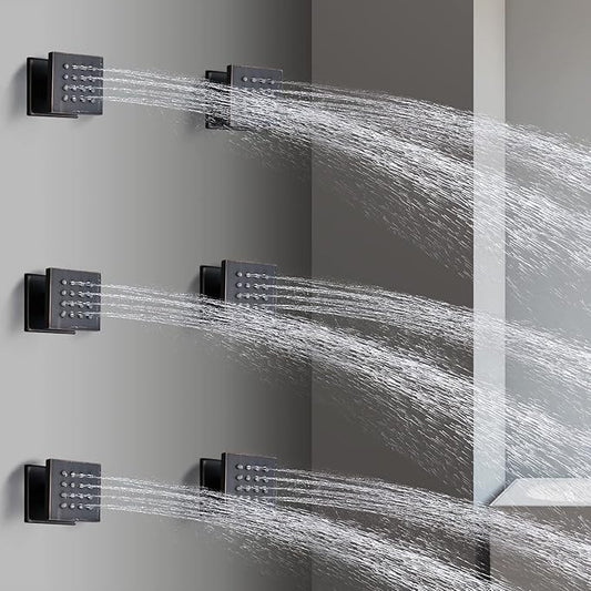 HOMEDEC 2inch Brass Square Massage Shower Body Sprayer Jets, Oil Rubbed Bronze, 6 pack