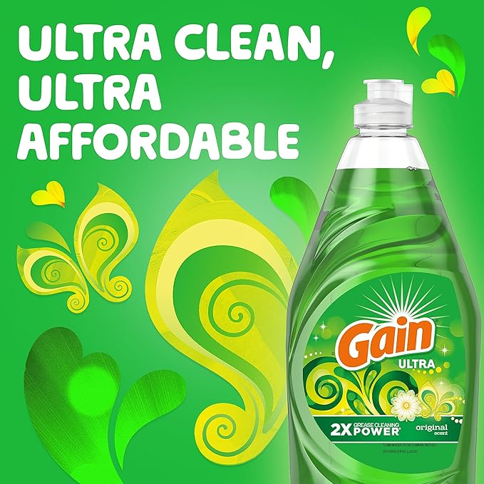 Gain Ultra Dishwashing Liquid Dish Soap,Original Scent,38 fl oz,(Pack of 3)