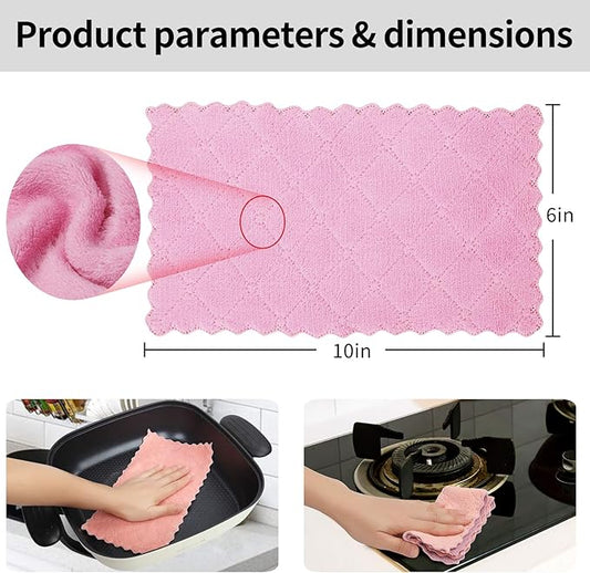 20 Pack Kitchen Dish Cloths Dish Towels,Super Absorbent Coral Fleece Cloth,Premium Cleaning Cloth,Nonstick Oil Washable Fast Drying Dish Rags for Clean Table,Dish,Glass(5Colors 6"x10")