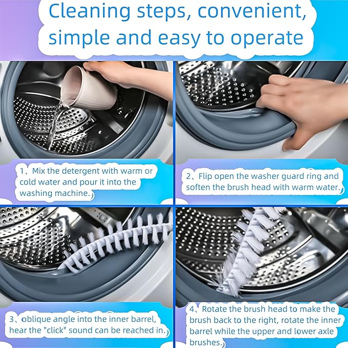 3Pcs Washing Machine Cleaning Brush, Washing Machine Brush Washing Machine Cleaner Front Load Washer Cleaner Brush Load Washer Cleaner Drum Washing Machine Cleaning Tools
