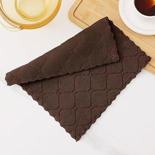 Homaxy 18 Pack Kitchen Dish Cloths (10 x 10 Inches, Brown), Super Soft and Absorbent Coral Velvet Dish Towels, Nonstick Oil Fast Drying Microfiber Cleaning Cloth, No Lint Household Dishcloths