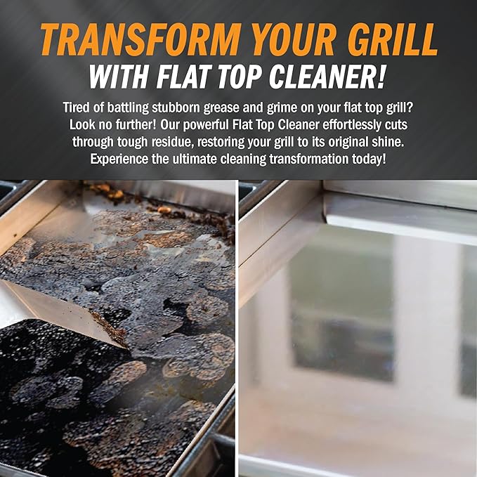 Flat Top Grill Cleaner – 32 fl oz (Pack of 4) | Griddle Cleaner, Food Safe, Non-Caustic, Removes Burnt-On Residue, Blackstone Compatible