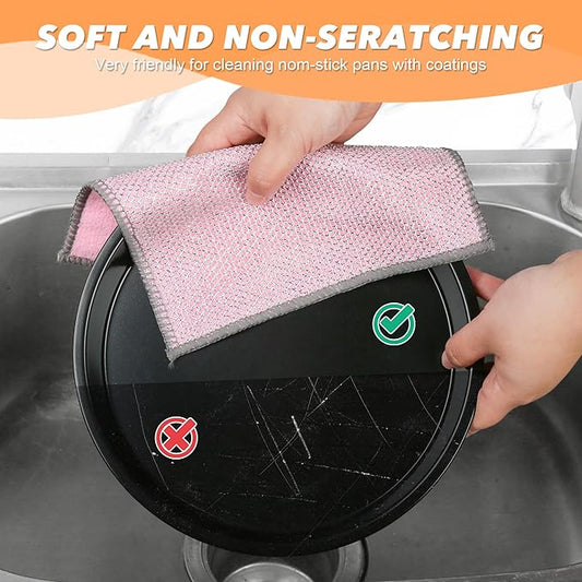 12Pack Upgrade Multipurpose Wire Dishwashing Rags, Double-Side Non Scratch Wire Dishcloth, for Wet and Dry Use, Reusable Metal Scrubbing Microfiber Clean Cloths for Home/Kitchen/Stove(Grey)