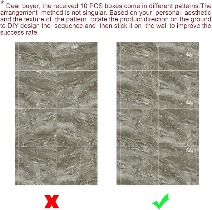 10pcs Marble Peel and Stick Waterproof Wall Panels,Heat-Resistant Backsplash Tile, 23.6"x11.8" PVC Foam Wall Sticker for Kitchen,Living Rooms, Bedrooms TV Walls,Grey (Not Real Tile 19.4Sq. Ft.)