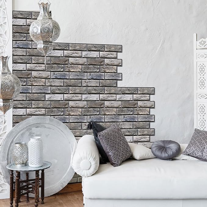 10 Pcs 3D Wall Panels Peel and Stick,Faux Brick,Waterproof Self Adhesive Decorative Wall Panelsfor Interior Wall Decor,Living Room,TV Background,Study Room.