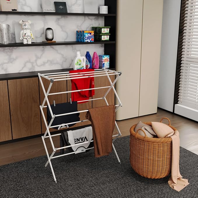 SsngygHme Drying Rack for Laundry, Foldable Clothes Drying Rack, Small Collapsible Dry Rack for Clothes, Use for Indoor & Outdoor Drying Clothes, 40"x29"x14.5"(White)