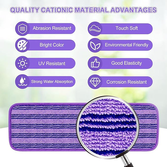 2 Pack Upgraded Reusable Mop Pads Compatible with Swiffer PowerMop, Mop Refill Pads Replacement for Swiffer Power Mop Spray Mop Pads for Multi-Surface Floor Cleaning, Quality Updated Cationic Material