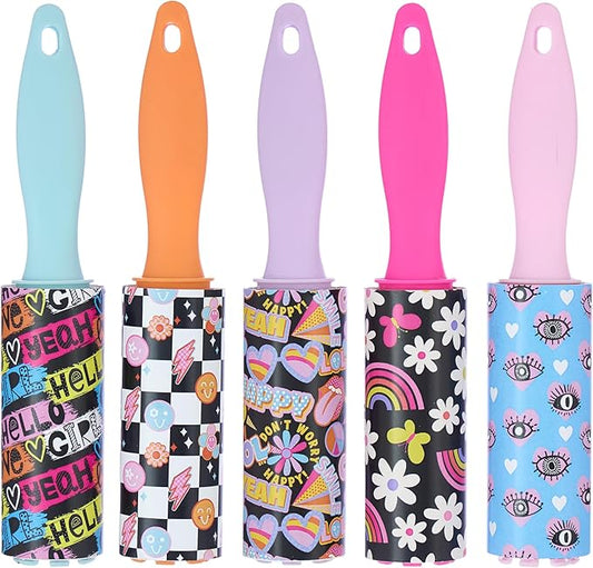 Expressions 5pc Mini Lint Rollers Value Pack - Colorful Compact Mini Lint Roller for Travel, Household Essentials Pet Hair Removal Tool & Lint Removers for Clothing (POP Art)