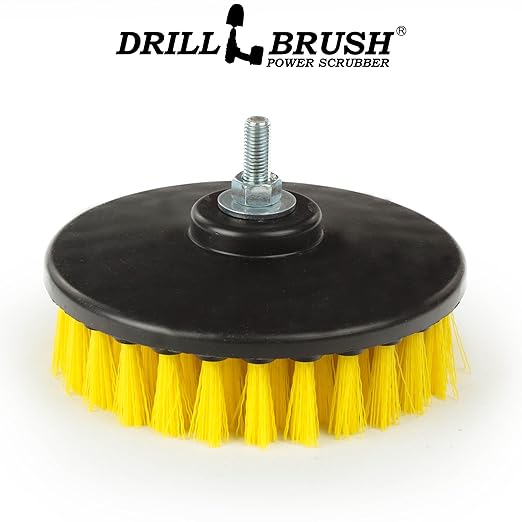 Threaded 5-inch Scrubber - All Purpose Cleaning Supplies - Scrub Brush fits Electric, Pneumatic DA Rotary Polishers - Bathroom Rugs - Cleans Carpet - Floor Scrubber - Shower Cleaner - Grout Cleaner