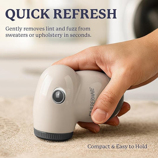 Farberware Fabric Shaver & Lint Remover for Clothes – Battery Operated Lint Shaver with Triple Blades, Sweater Shaver to Remove Pilling for Clothing, Couch, Furniture, Fuzz, Lint Balls