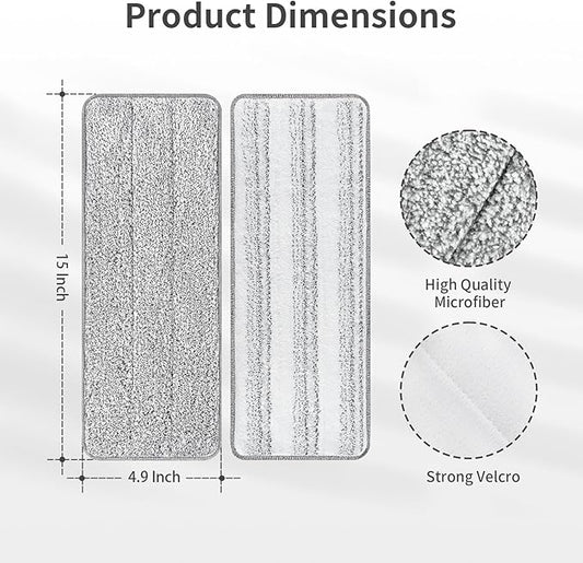 10Pcs Joymoop Mop Replacement Pads, 15 * 4.9'' Universal Mop Pads Mop Head Refills Washable Wet Mop, Compatible with Most 11-14” Size Mops