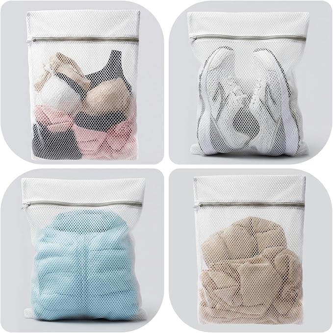 Mesh Laundry Bags for Delicates,16 x 20 Inches Honeycomb Zippered Washing Bags for Lingerie and Delicate Garments, 3 Pack