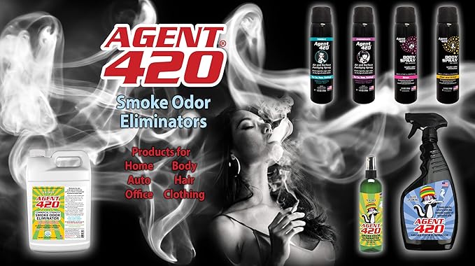 Agent 420 Odor Eliminator Trigger Spray, Jasmine, 22 oz — Tea Tree Oil Breaks Down Smoke at the Molecular Level