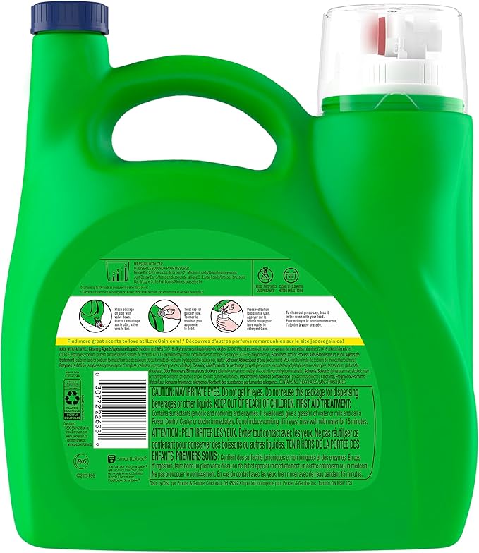 Gain Liquid Laundry Detergent, Now with Odor Defense, Moonlight Breeze Scent, 132 fl oz, 100 Loads (Packaging May Vary)