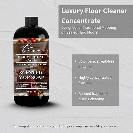 Lapew Berry Pound Cake Scented Mop Soap - Luxury Floor Cleaner Concentrate for Mopping Tile, Laminate, Vinyl & Hardwood | Streak-Free, Low-Foam | 36 oz