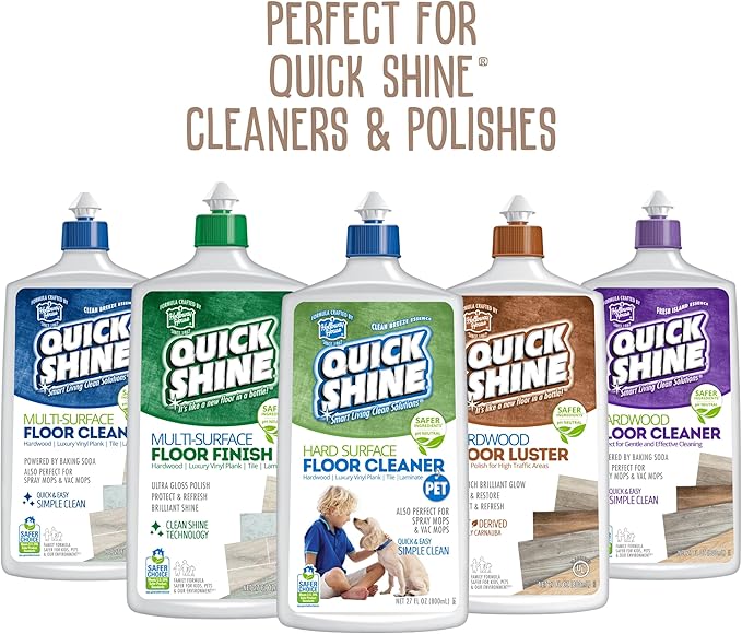 Quick Shine Ultimate Gold Clean + Polish Mop Kit | All-in-One 9 Pc Kit w/Interchangeable Attachments | No Batteries Needed | Pro Cleaning System for All Floor Types | 2-in-1 Mop