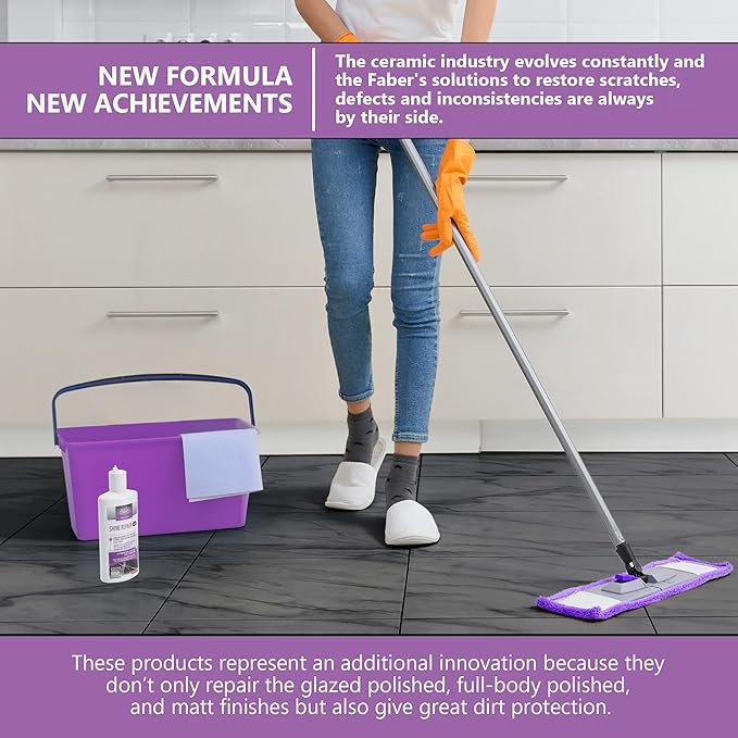 FABER Floor Shine Repair - Premium Floor Polishing Cream for Scratches & Defects, Re- Polishes, and Protects from Dirt - Perfect for Colored Glazed & Full Body Polished Porcelain Tiles, Pro & Home Use