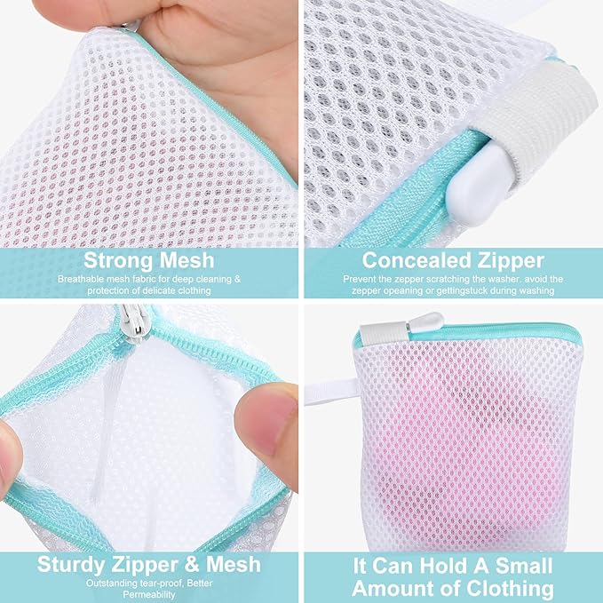 6pcs Laundry Bag Mesh Wash Bag Mini Washing Machine Underwear Washing Bag Zipper Wash Bags Protecting Wash Bag Foldable Laundry Pouch for Home Travel Laundry Room Bag Bra