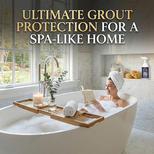 Grout Sealer,17.6 OZ Waterproof Grout Sealer for Shower, Floor, Kitchen - 100% Safe Tile Sealer Spray - Long Lasting Clear Grout Sealant for Stone, Bathroom, Marble - Indoor & Outdoor