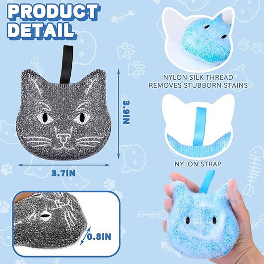 LemonRoad 6 Pcs Reusable Scrub Sponge Kitchen Sponge Fun Dish Scrubbers Color Cute Reusable Non Scratch Dish for Washing Dishes Kitchen Bathroom Good for Gift