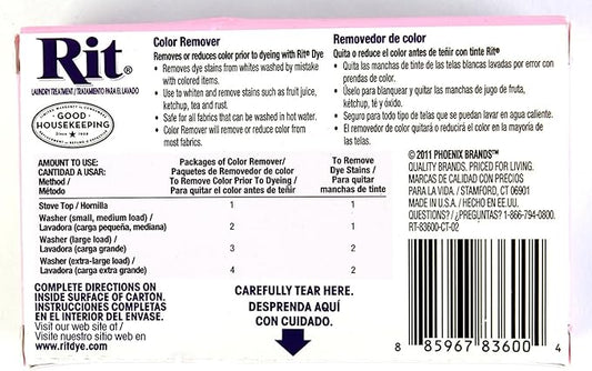 Rit Dye Laundry Treatment Color Remover Powder, 2 oz, 72-Pack