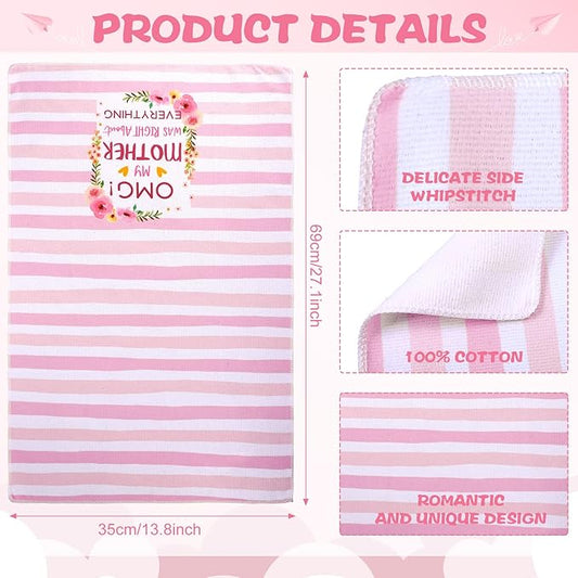 Zubebe 6 Pcs Best Mom Kitchen Dish Towel Set Absorbent Quick Dry Cloth 18 x 28 Inch Dish Towels Reusable Hand Towels Bar Dishcloths Rag Happy Mother's Day Decor for Bathroom Kitchen Supplies
