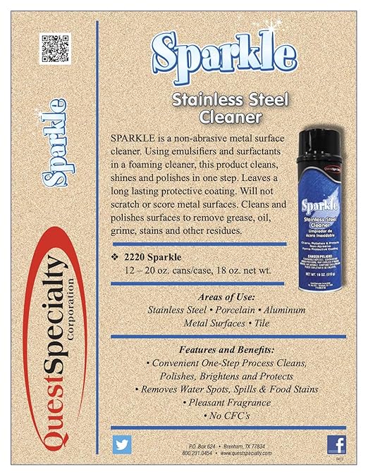 SPARKLE Stainless Steel Cleaner Case of 12 - (20 oz.) Cans
