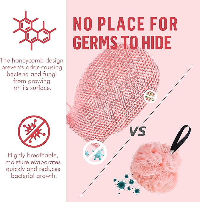 Bath Mitt - Exfoliating Glove, Honeycomb Body Scrubber,Massage Body Scrub Gloves for Home Spa,Mitt Sponges for Cleaning Body,Deep and Gentle,Fast foaming (Purple(Softer,Small Size))