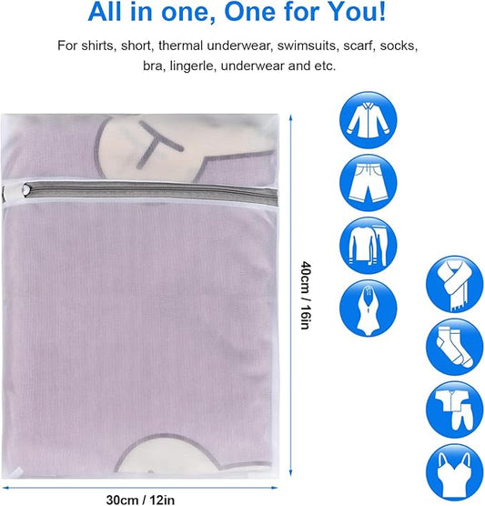 6 Pcs Laundry Bag, 12“x16”Mesh Laundry Bags for Delicates, Garment Gag for Washing Machine, for Daily Organization Travel Packing Wvzedm
