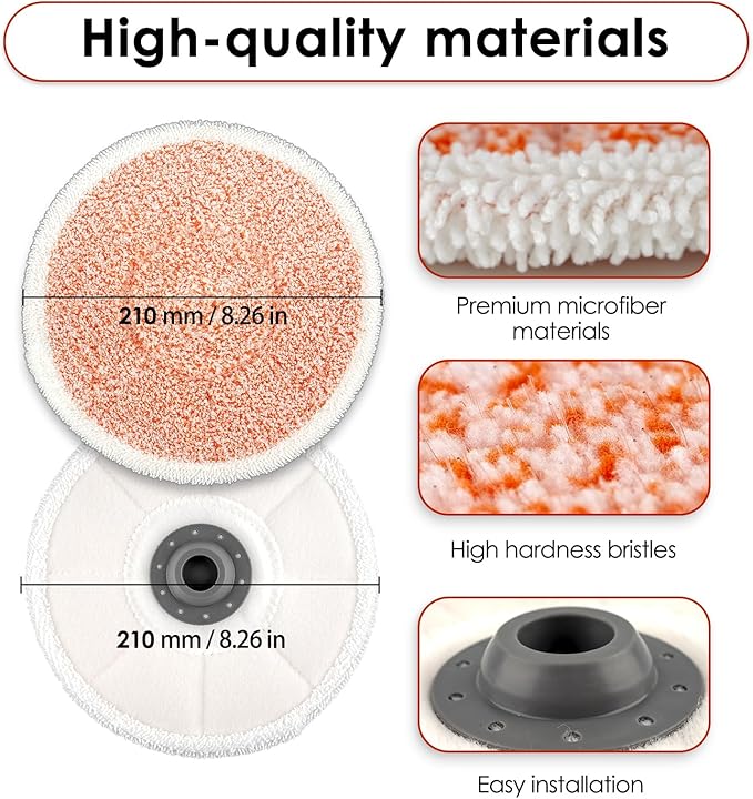 (6 Pack) 3897A Replacement Mop Pads Compatible with Bissell SpinWave SmartSteam Scrubbing Steam Mop 3897A 3712C 3712W, Spinning Scrubbing Mop Pads, Heavy Duty Scrubby Mopping Pads, Orange Pads 3 Sets
