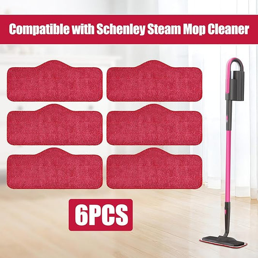 Yuunaie Steam Mop Pads for Schenley, 6-Pack Microfiber Pads for Schenley Steam Mop 7 in 1, Machine Washable Reusable Replacement Mop Pads Compatible with Schenley Steam Mop Cleaner