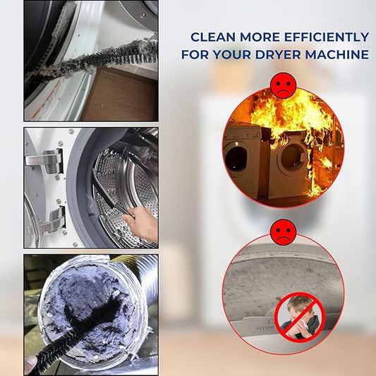 Dryer Lint Brush Vent Trap Cleaner Plus 5PCS Crevice Gap Cleaning Brushes - Refrigerator Condenser Coil Brush & Hard Bristle Crevice Cleaning Tool Kit for Household Use