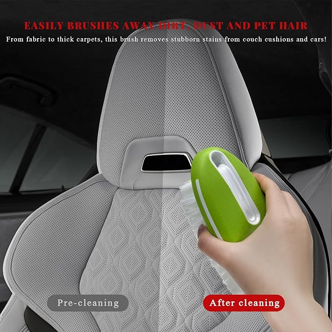 Carpet and Upholstery Cleaning Brush, Stiff Bristle Detailing Scrubber for Car Interior & Home, Portable Ergonomic Scrub Brushes for Floor Mat Carpet Leather Seat Couch (Green)
