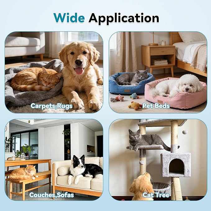 Carpet Rake for Pet Hair Removal Tool, Reusable Pet Hair Rake with 63” Adjustable Long Handle, Cat Dog Hair Remover Carpet Broom and Scraper, for Carpets, Rugs, Mats, Couch, Furniture, Car