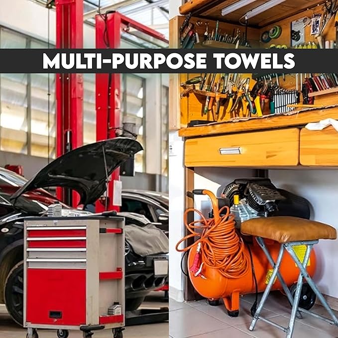 Cotton Shop Towel – Multipurpose Cleaning Cloths (14" x 12" - Pack of 100 - Red) Reusable Shop Rags for Automobiles, Industrial, Restaurants, Garage, and Homes