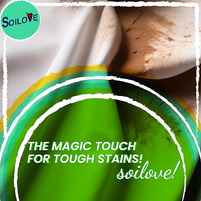 Soilove Laundry Stain Remover Liquid – 4 Bottles (16oz) – Powerful Prewash for Blood, Grease, Ink, Grass, Food, & More – Enzyme-Based Concentrated Stain Fighter for Clothes