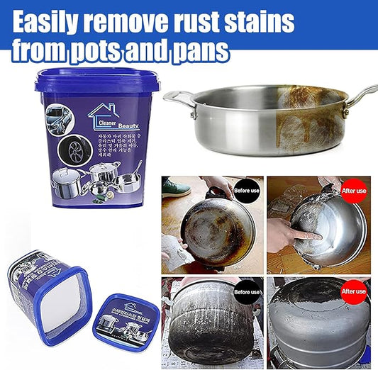 Multi-function Kitchen Pots and Pan Cleaner, Powerful Stainless Steel Cookware Cleaning Paste 500g for House Pots, Sinks,Appliances Surfaces,Kitchen Utensils