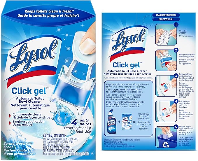 Lysol Click Gel Automatic Toilet Bowl Cleaner, Gel Toilet Bowl Cleaner, for Cleaning and Refreshing, Ocean Fresh, 6 Applicators per Pack