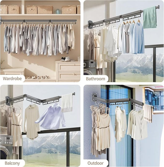 The Gospel of Tiny Homes!Clothes Drying Racks Wall Mounted,Foldable,Space-Saving Laundry Solution for Apartments and Bathrooms,Durable Metal Design (White)