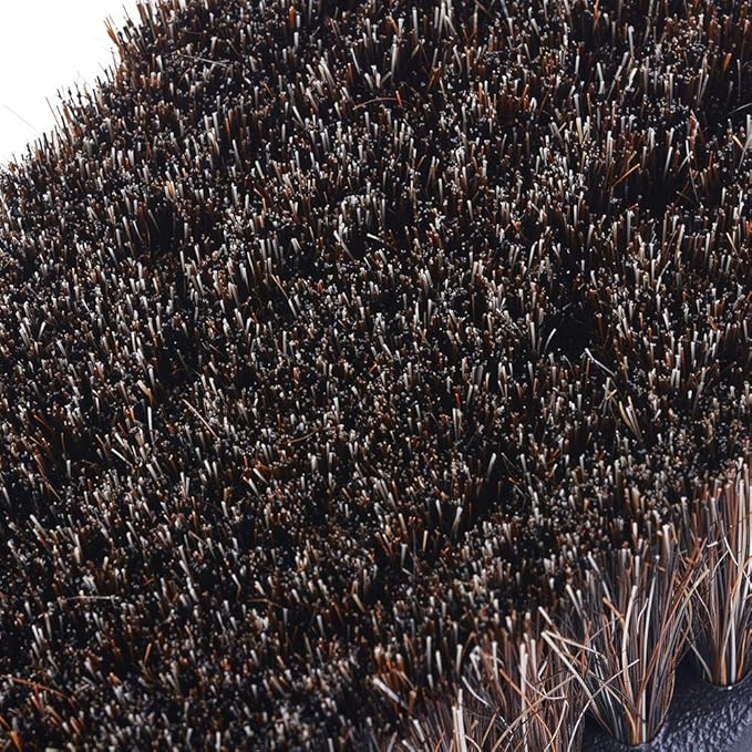 JSCARLIFE Long Bristle Horse Hair Leather Cleaning Brush, Heavy Duty Scrub Brush for Car Interiors, Furniture, Carpet, Sneakers, Boots, and More