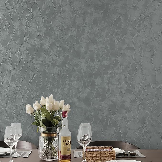 Yasinet Peel and Stick Wall Paper Removable Wallpaper Modern Grey-Green Embossed Thicken Self Adhesive Wallpaper Textured Contact Paper for Cabinets Walls Waterproof Vinyl Roll 78.7"x 15.7"