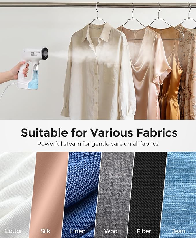 LyriFine Vacuum Steamer for Clothes, 3500Pa Suction Clothes Steamer Handheld, 2-in-1 Steamer&Iron Garment Steamer, 3 Modes& 360° Leak-proof Technology Fabric Steamer for Wrinkle Removal (for 110-120V)