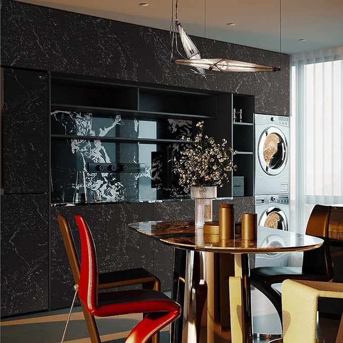 Dimoon 15.7"x78.7"Wall Paper Peel and Stick Modern Gray and Silver Contact Paper Removable Self-Adhesive Stick on Wallpaper Waterproof Countertops Wallpaper for Kitchen Bathroom Vinyl Roll