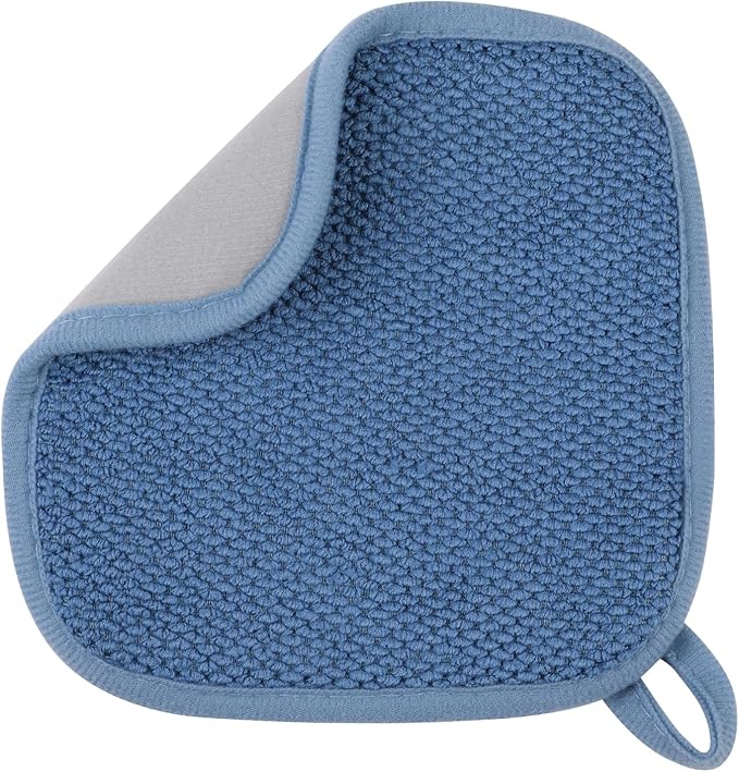 GeeRic Microfiber Dish Drying Mat, Super Absorbent Kitchen Dish Drying Pad, Reversible for Countertop, 7*7 inch Blue