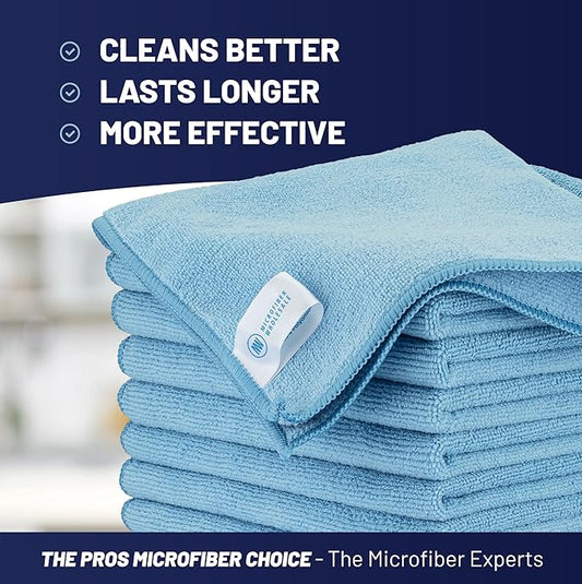 Microfiber Cleaning Wholesale Cloths (48 Pack) | Size 12" x 12"| All Purpose Microfiber Towels - Clean, Dust, Polish, Scrub, Absorbent (Blue)