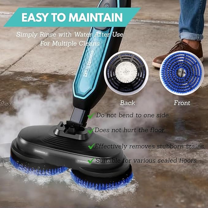 Frescares Replacement Steam Mop Pads for Pursteam ScrubMaster Steam Mop Cleaner,Steam & Scrub All-in-One Scrubbing and Sanitizing Dirt Grip Scrub Washable Pad(2blue)