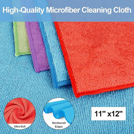 HOMERHYME Microfiber Cleaning Cloth, 12 Pack Cleaning Rags,12" X 11" Lint Free Dish Towels Wash Cloths, Reusable Microfiber Towels for Home and Kitchen Bathroom Apartment Cleaning Supplies, Assorted