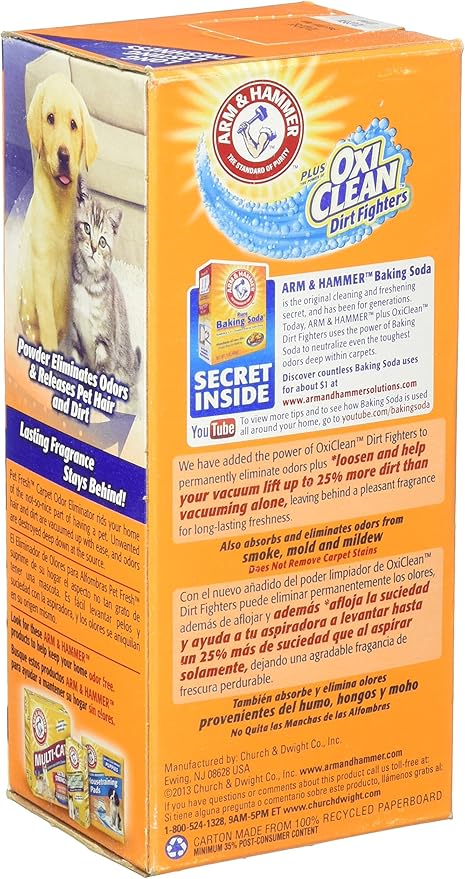 Arm & Hammer Pet Fresh Carpet Odor Eliminator Plus Oxi Clean Dirt Fighters, 1.12 Lb