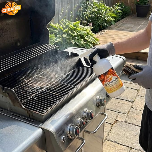 Grill & Oven Cleaner Spray – Heavy Duty Plant-Based Citrus Degreaser Cleans and Degreases BBQ Cooking Grates and Racks, Pellet and Electric Smokers– Non-Toxic, USA Made (32 fl oz)