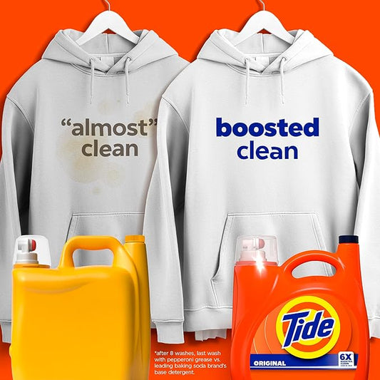 Tide Liquid Laundry Detergent, Original Scent, 125 fl oz, 100 Loads, Boosted Clean Even in Cold Water with Concentrated Washing Soap